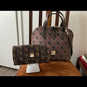 Brown Signature D&B Satchel with Wallet